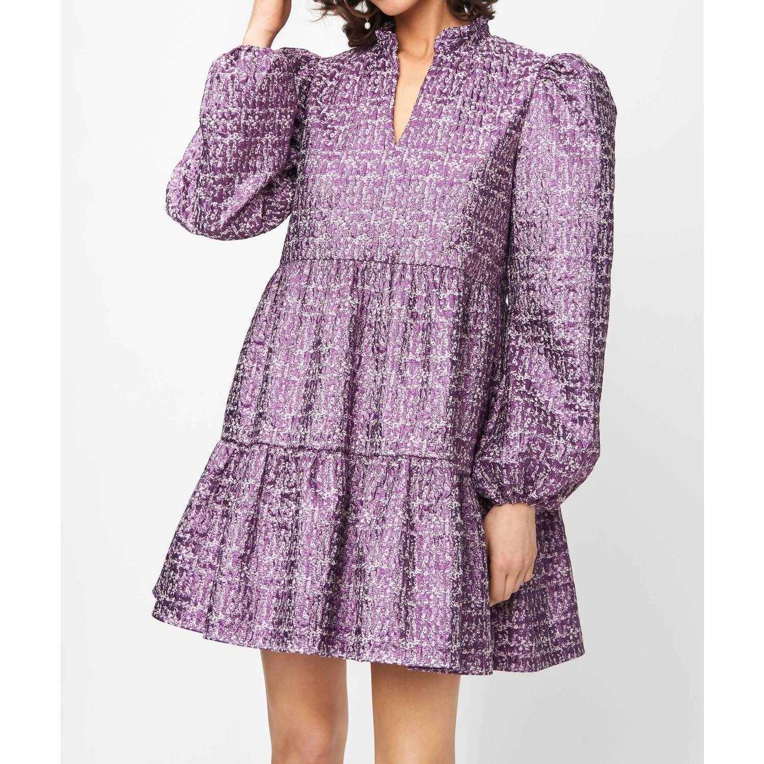 New Fresha London Riley Dress In Purple Metallic